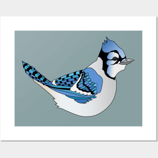 Cute Graphic Blue Jay Bird Posters and Art